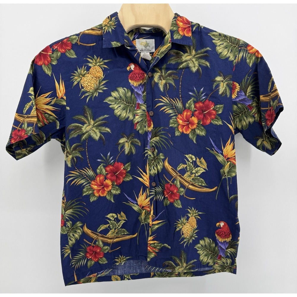Vintage Ho Aloha Hawaiian Shirt Men's Size L Tropical Aloha Made in Hawaii